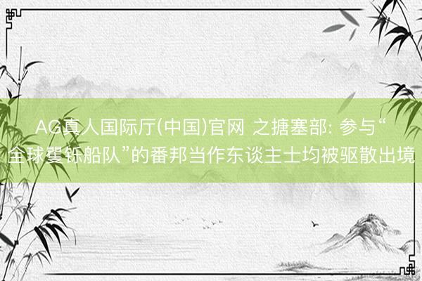 AG真人国际厅(中国)官网 之搪塞部: 参与“全球矍铄船队”的番邦当作东谈主士均被驱散出境
