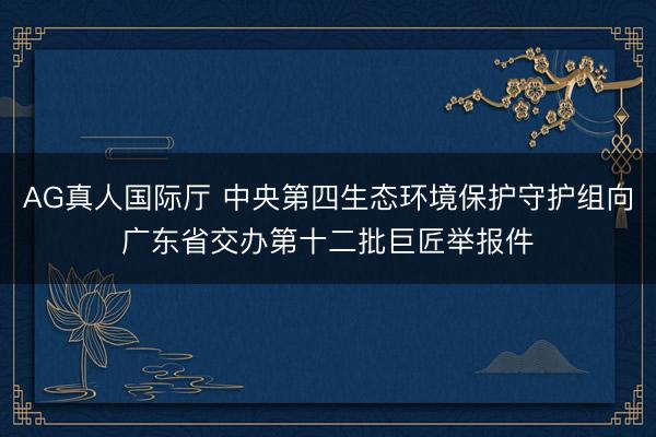 AG真人国际厅 中央第四生态环境保护守护组向广东省交办第十二批巨匠举报件