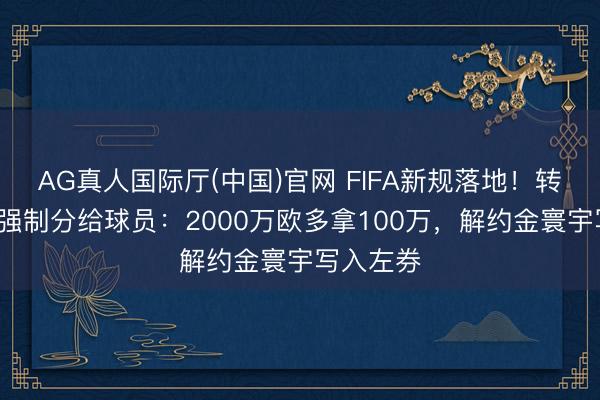 AG真人国际厅(中国)官网 FIFA新规落地！转会费5%强制分给球员：2000万欧多拿100万，解约金寰宇写入左券
