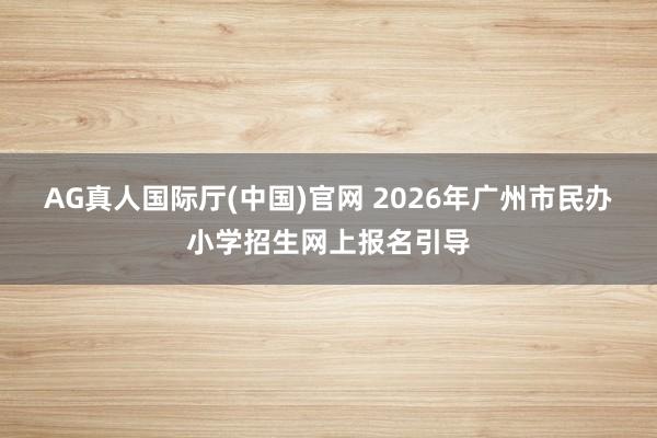 AG真人国际厅(中国)官网 2026年广州市民办小学招生网上报名引导